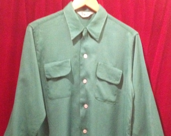 1940s - 50's Vintage Rayon Shirt / Saddle stitching on Collar and Pockets  / Label - ROB ROY.