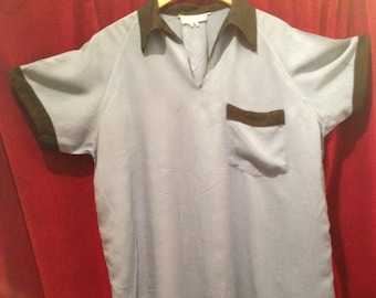 Gabardine Two Tone Bowling Shirt Bowling Shirt Striped Classic