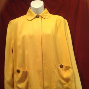 1940s /50s  Gabardine Vintage LADIES Swing Jacket Yellow / Two pockets at Front