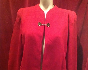 1940s / 50s  Red Ladies Vintage Swing Jacket / Wool Swing Jacket Two Front Pockets