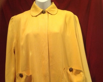 1940s /50s  Gabardine Vintage LADIES Swing Jacket Yellow / Two pockets at Front