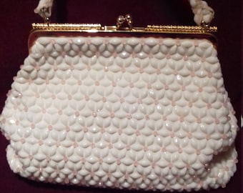 Bolso de los años 50 / Fantástico bolso de mano para mujer con cuentas / Monedero / Cuentas en forma de flores