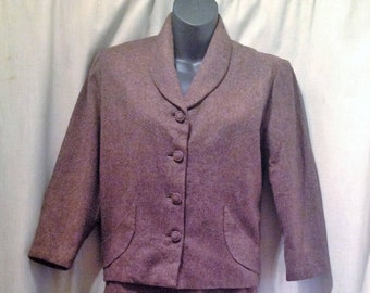 1940s Ladies 2 piece Suit / 40s fitted Ladies Wool Flecked Suit