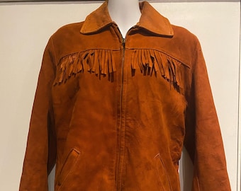Chaqueta original de gamuza con flecos estilo western de los años 50/ Pequeña / Chaqueta con flecos estilo ranchero de los años 50/ Marca: Sportswear of Distinction C.W.DE LONG & SONS, Inc.