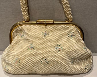 1940s - 50s Lumured Corde Reversible beaded Vintage Handbag / Purse