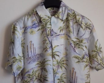 50s Hawaiian Shirt / Rayon vintage shirt / label  -  ALOHA.