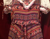1970s Vintage Maxi Dress 1970s Vintage Peasant Dress - Folk Chevron Stripe Peasant make - Marie Robelle
