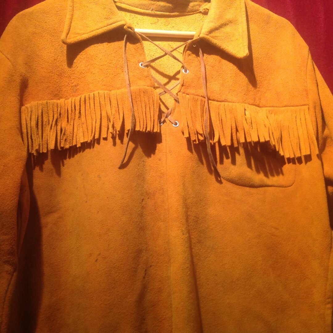 1940s 50s Rare Suede Western Shirt/ ALL SUEDE / Ranch Wear Long Sleeve ...