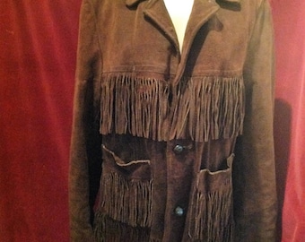 Chaqueta de cuero de gamuza con flecos estilo western de los años 50 / Chaqueta de gamuza con flecos estilo ranchero