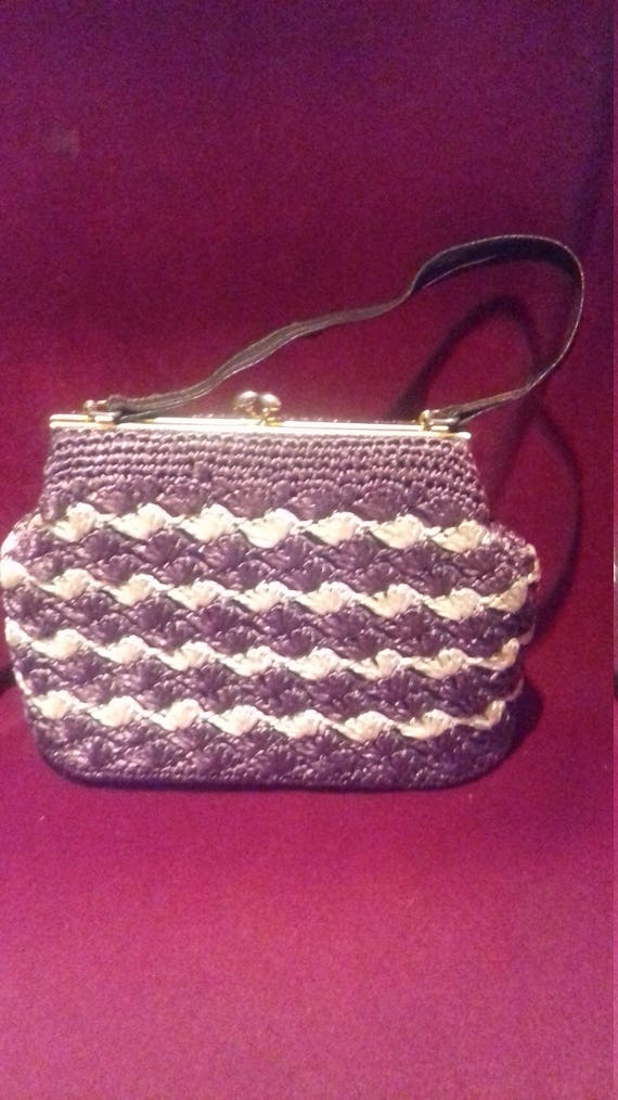 1950s Raffia Vintage ladies Handbag / Raffia Brow… - image 2