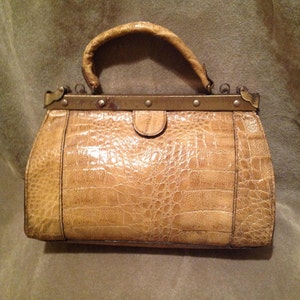 Bolso de mano pequeño vintage para mujer de los años 50, estilo cartera, bolso de médico, asa superior, fabricado en Italia