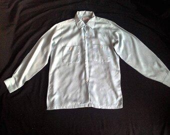 1940s - 50s Rayon Shirt With a Loop Button/ Buttons Down Front