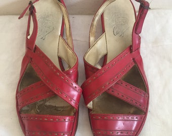 1940s /50s Original Ladies shoes with Fantastic Saddle stitches / Vintage Original 40s - 50s Doris style shoes - California