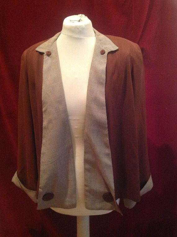 1940s / 50s Vintage Ladies Brown Gabardine Swing