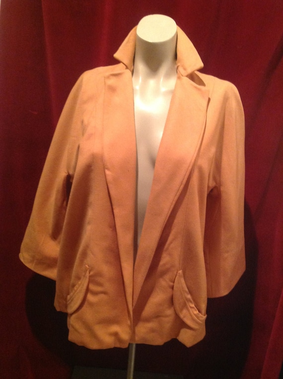 1950s Wool Swing Jacket / Orange 1950s 2 Pockets S