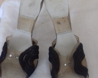1940s / 50s Lucite shoes / 50s Craved heel / 1940s, 50s Springolater shoes / make - Lifetime
