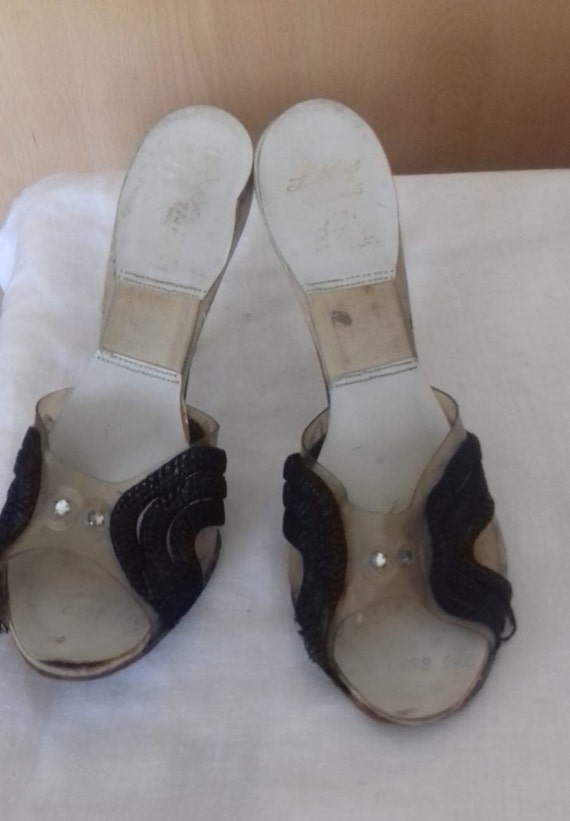 1940s / 50s Lucite shoes / 50s Craved heel / 1940s