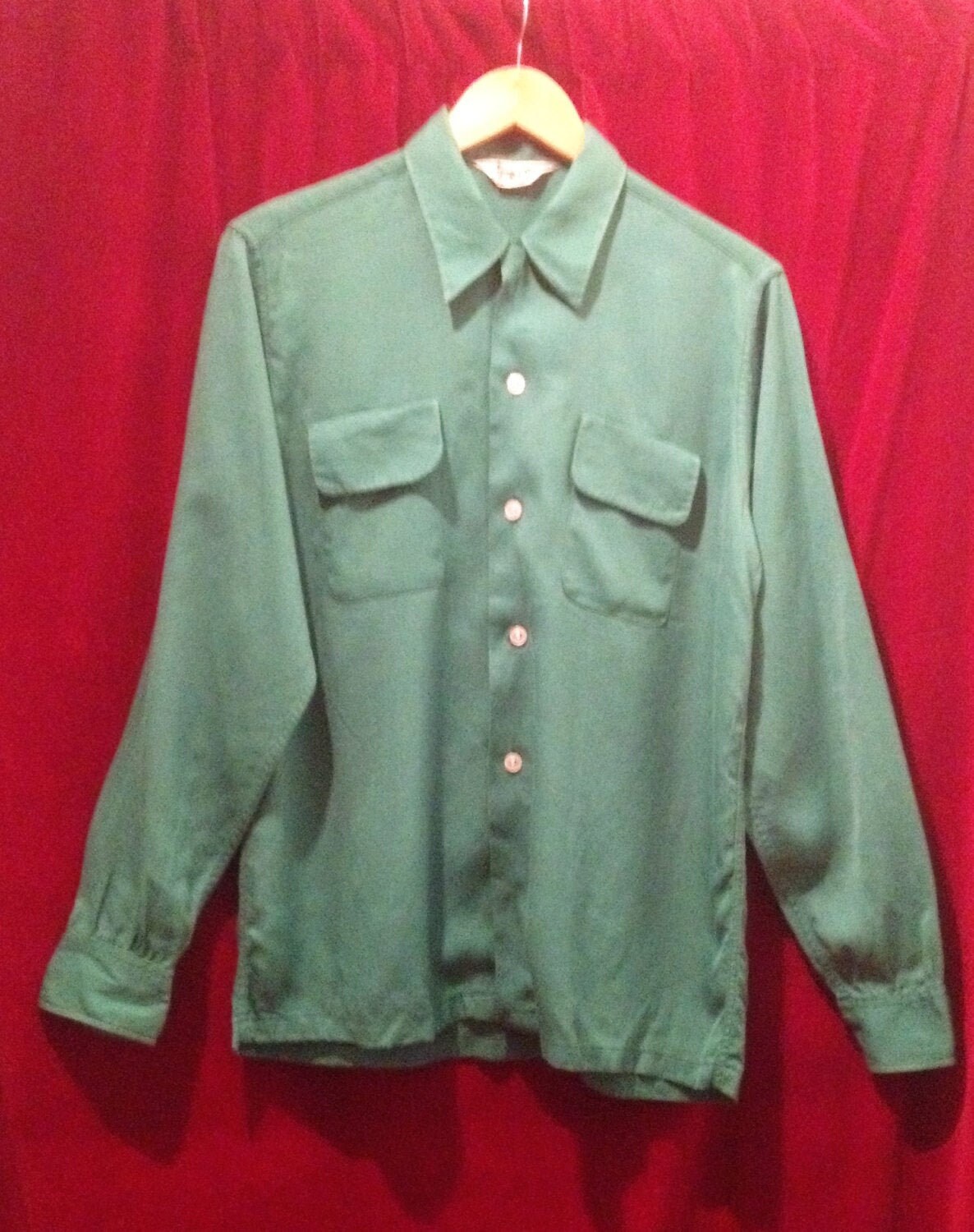 トップス 1960s CUSTOM TAILORED RAYON SHIRT Palm Springs] Vintage S/S Open Collar Rayon Shirt [1960s