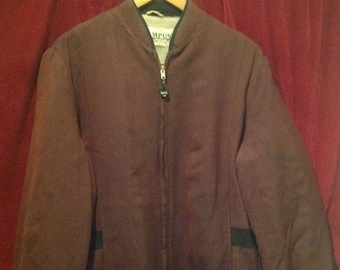 1940s - 50's Rayon Jacket with a Wool lining / Label  - Campus USA.