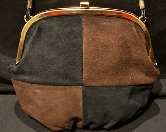 70s Vintage Suede shoulder boho bag / purse / Patchwork shoulder bag / Vintage Festival Suede Shoulder bag / Boho Hippie Bag.