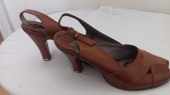 1940s- 50s Original Vintage Ladies Leather shoes … - image 4