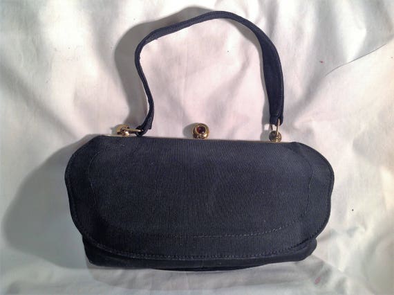 1940s Black Fabric Handbag / Purse - image 5