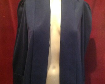 1950s Ladies Navy Blue Ladies Swing Jacket / Gaberdine Navy Blue / S-M