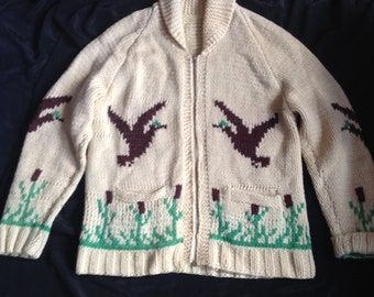 1950s VINTAGE COWICHAN SWEATER / Jumper Jacket / Sweater