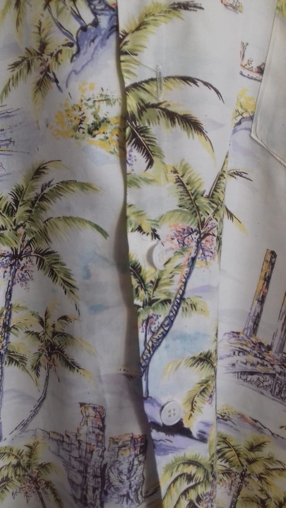 50s Hawaiian Shirt / Rayon vintage shirt / label … - image 7