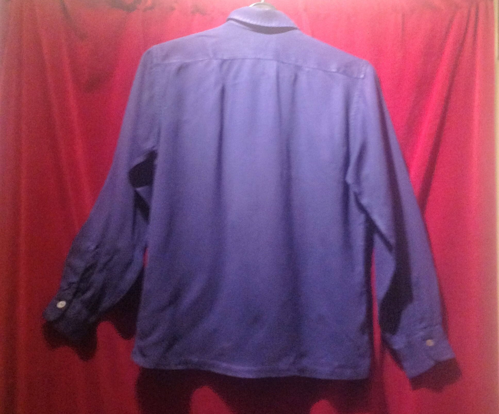 1950s Rayon Shirt - Navy Blue / 50s Vintage Shirt / Make 1950s Rayon Shirt - Navy Blue / 50s Vintage Shirt / Make