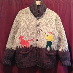 1950&#39;S Rare Vintage COWICHAN  SWEATER Jacket / With A Rayon reversable Jacket inside.