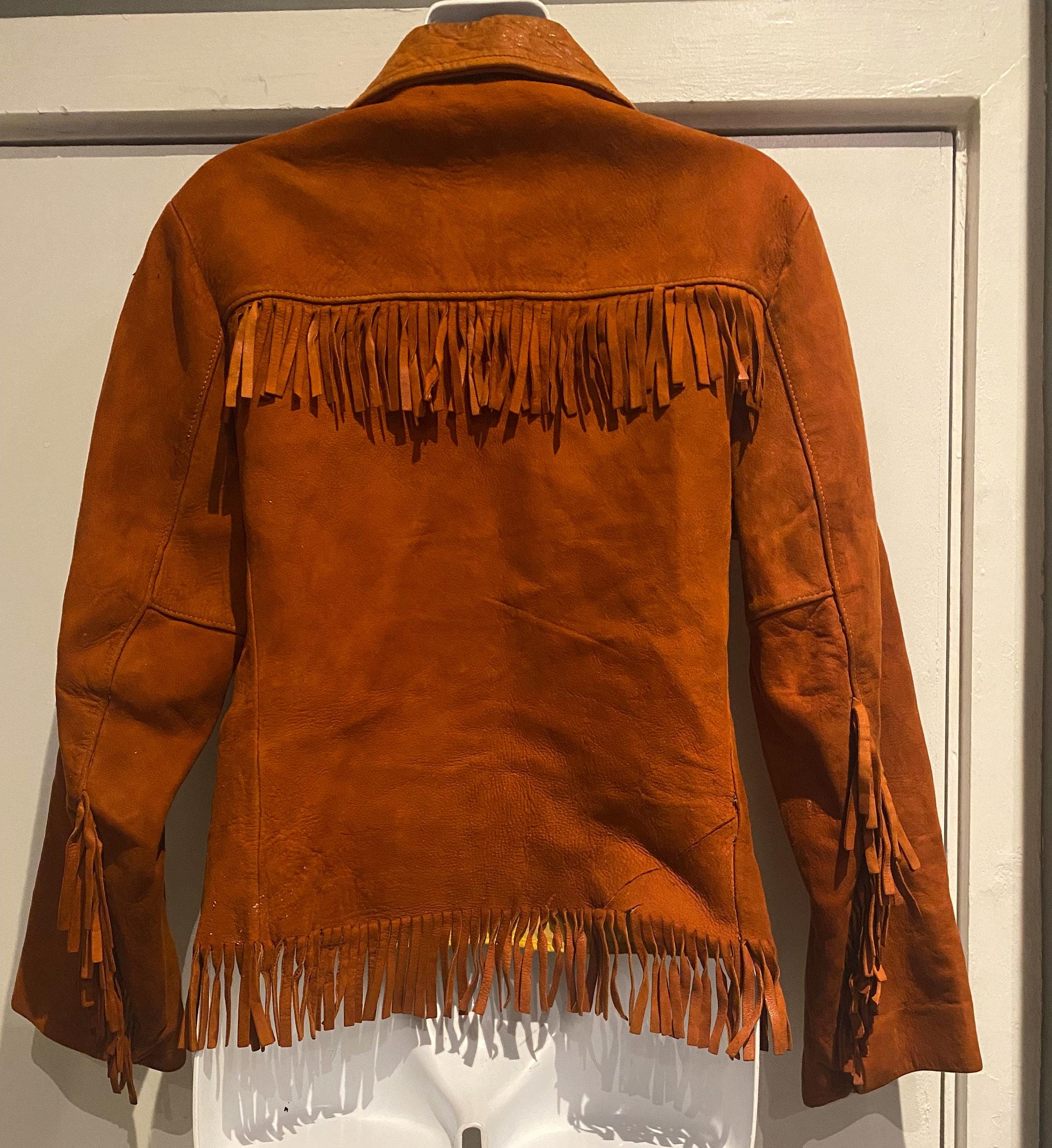 1950s Western Fringe Suede Original Jacket/ Small / 50s Ranch Wear