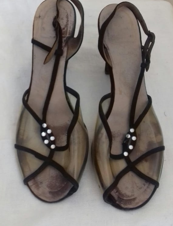 1940s /50s Lucite sling back shoes / 40s/50s Lucit