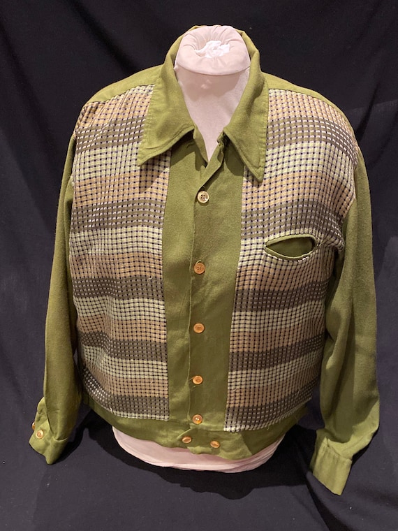 1940s -50s Vintage Rayon Shirt Jacket Pullover/ 40s -50s