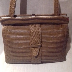 1950s / 60s Vintage Ladies Handbag / Moc Croc Bag / Purse