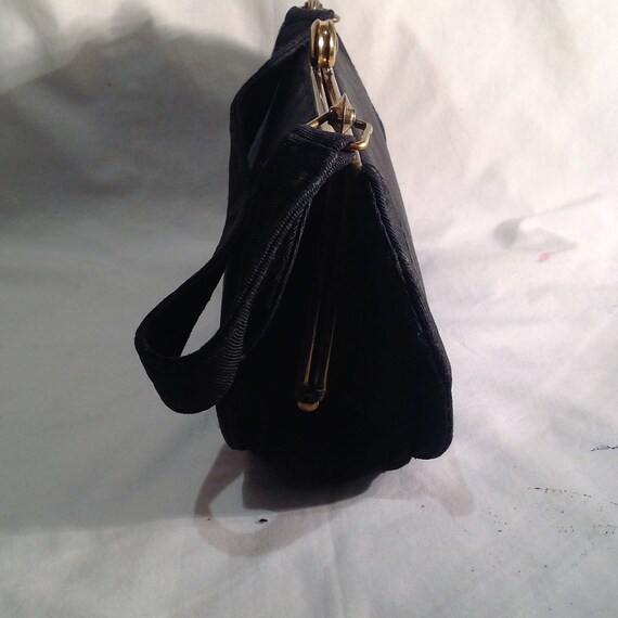 1940s Black Fabric Handbag / Purse - image 4