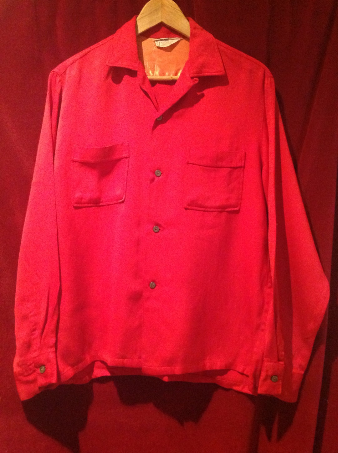 Vintage 1940s - 50s Red Rayon Shirt / M /SEARS Made in the Vintage 1940s - 50s Red Rayon Shirt / M /SEARS Made in the