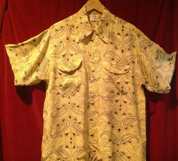 1940s -50s Vintage Silk Rayon Paisley Print RARE / Van Heusen 