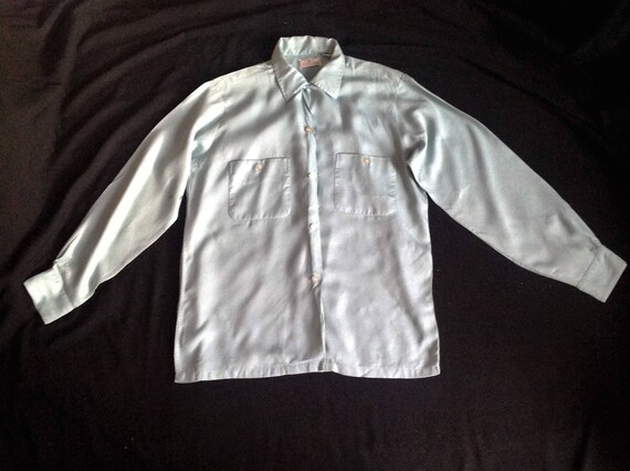 1940s - 50s Rayon Shirt With a Loop Button/ Buttons Down Front