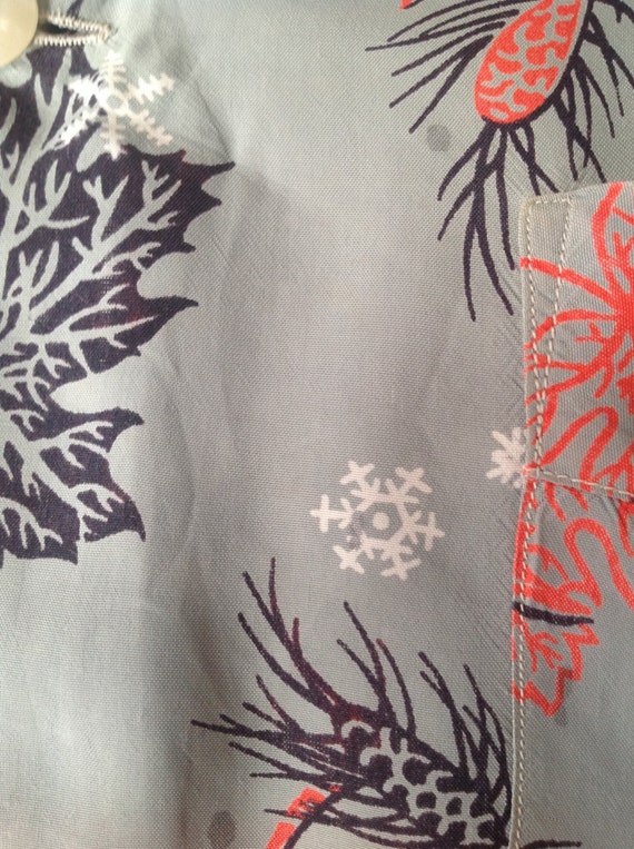 Original Print Vintage Style Hawaiian Shirt -  Kukui Leaf ＆ Flowers