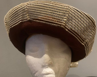 1930s- 40s Original Vintage Brown Asymmetric Halo Hat / 30s - 40s Original Ladies Hat