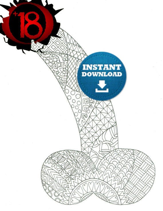 Instant Download Penis Coloring Page Naughty Adult