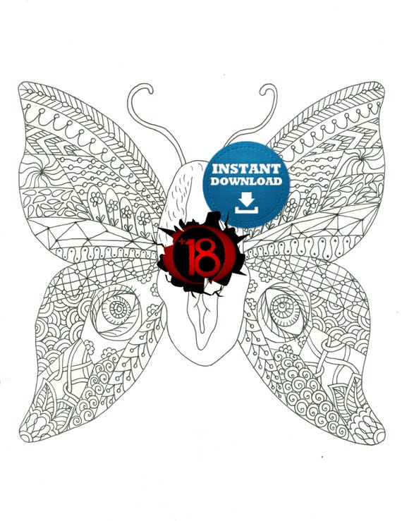 Instant Download Vagina Coloring Page Naughty Adult Coloring Book Zentangle Vagina Art Printable Cunt Doodle Xrated Colouring Page