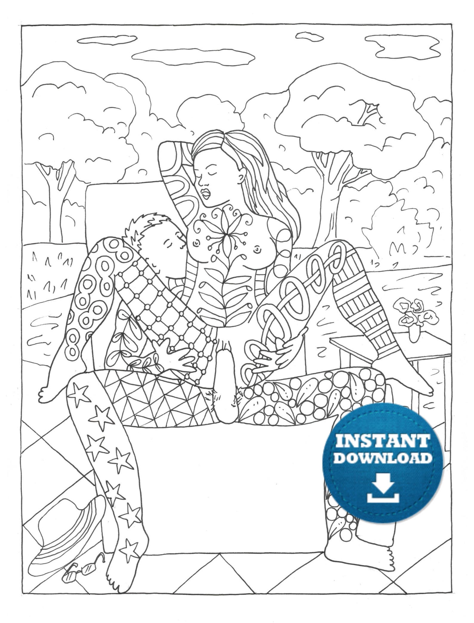 Instant Download Sex Positions Coloring Page Naughty Adult Etsy