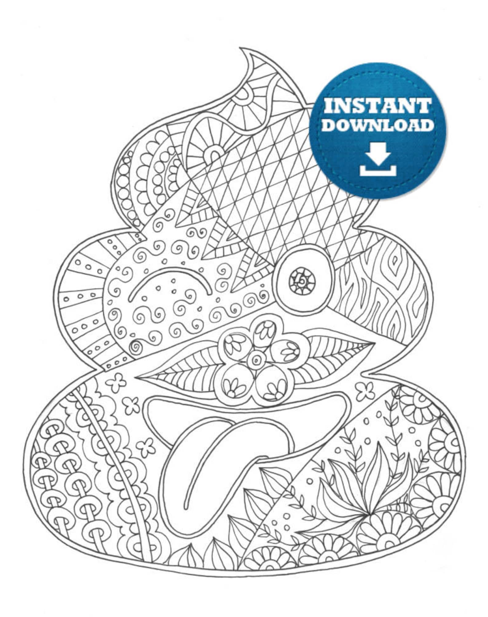 Poop Coloring Book 20 Pages Instant Download Funny Adult - Etsy