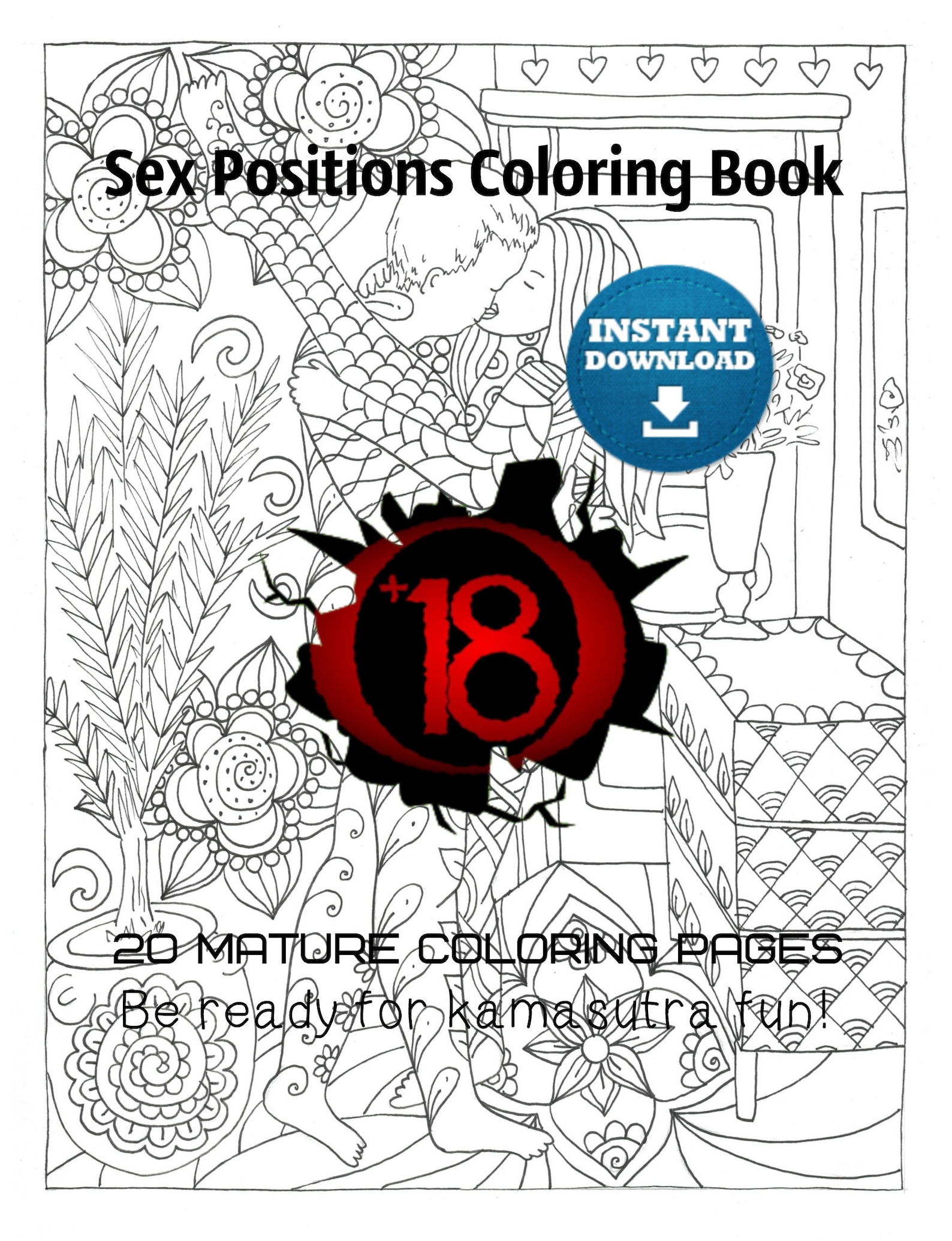 Sex Positions Coloring Book 20 Pages Instant Download Naughty Etsy 