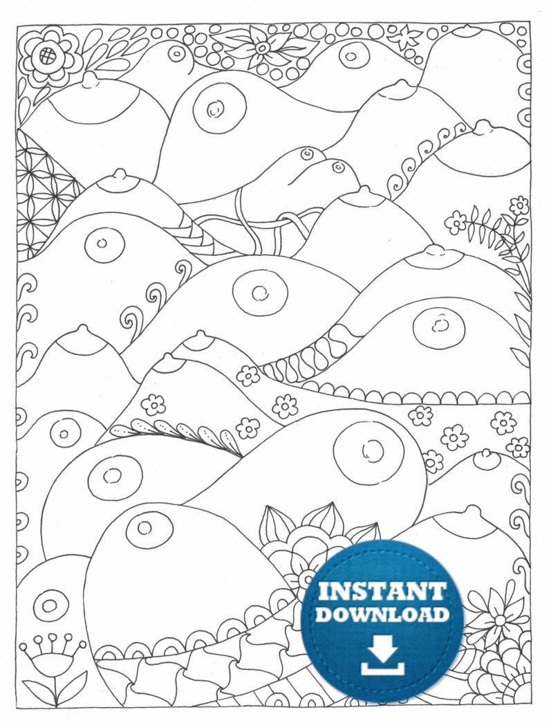 Instant Download Boobs Coloring Book Naughty Adult Coloring - Etsy España
