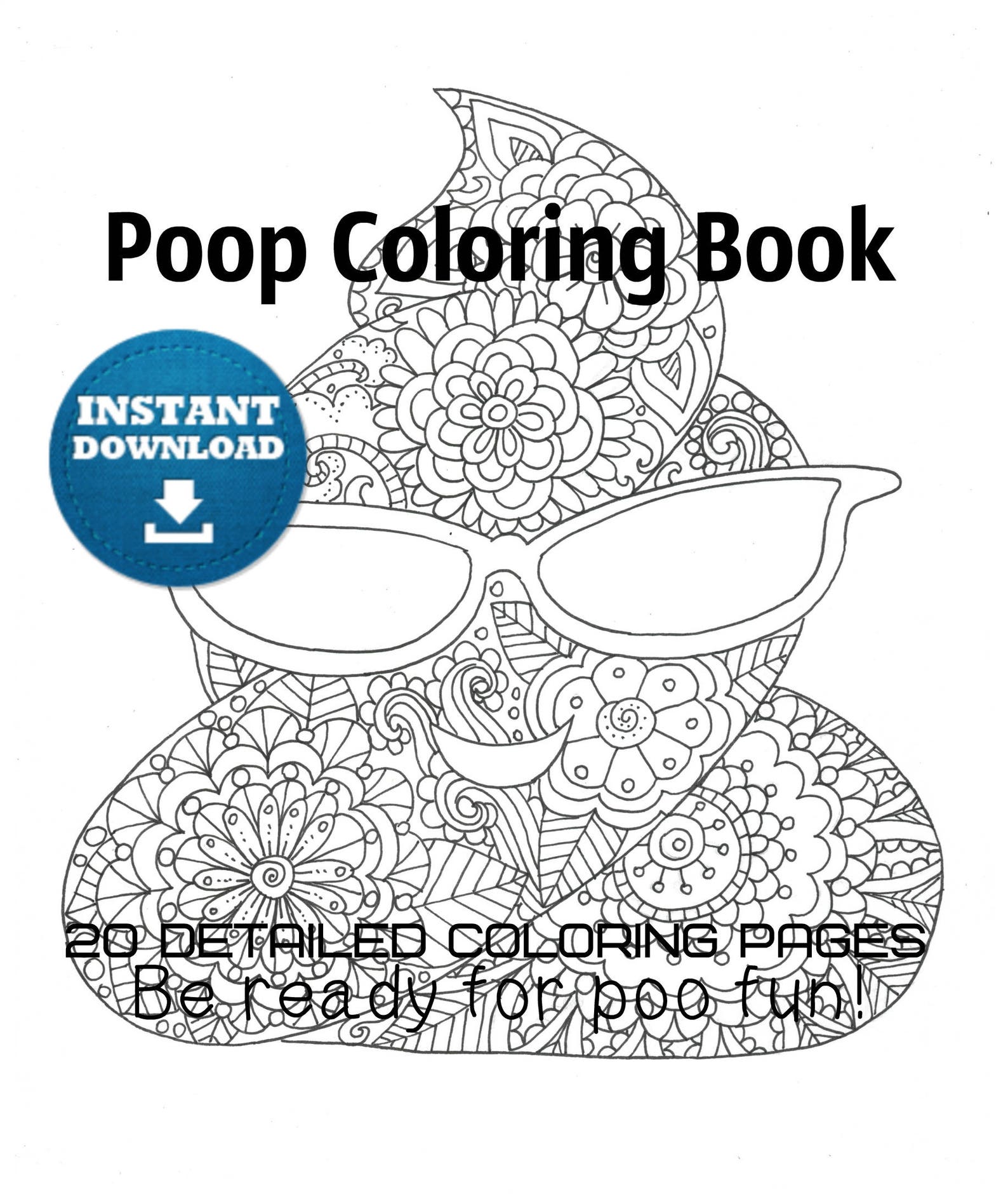 Poop Coloring Book 20 Pages Instant Download Funny Adult - Etsy