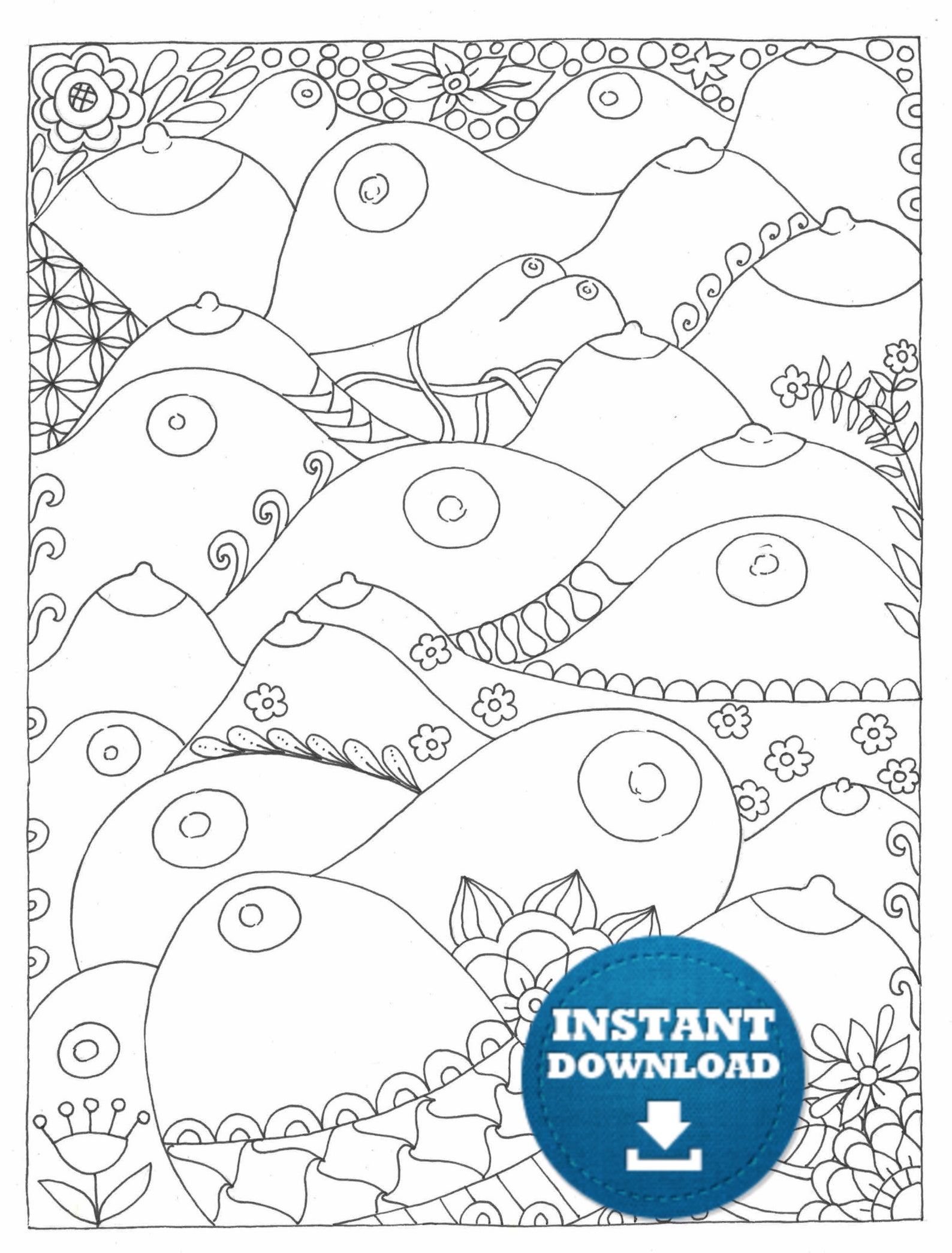 Instant Download Boobs Coloring Page Naughty Adult Coloring | Etsy