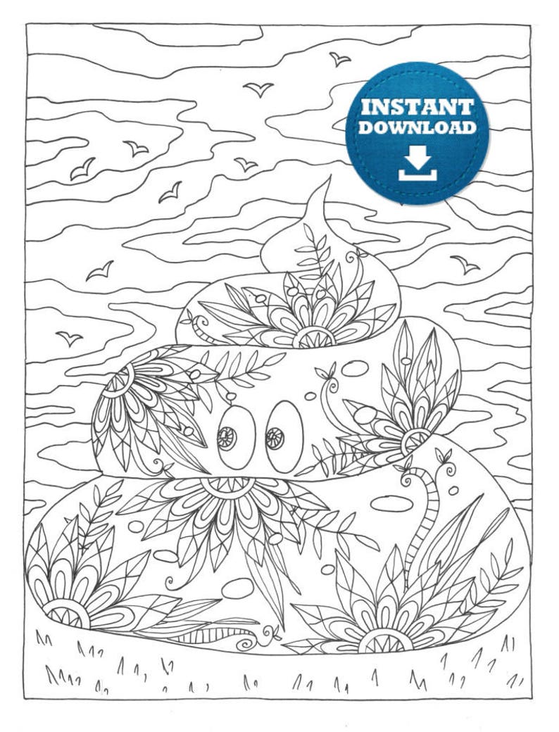 Instant Download Poop Coloring Page Funny Adult Coloring | Etsy